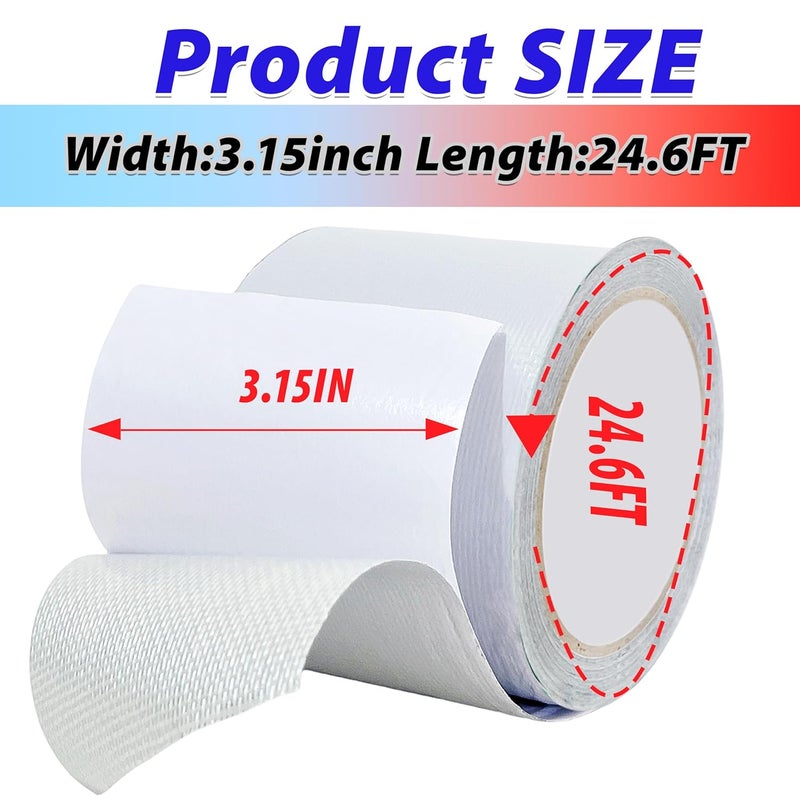 MCOTOP WaterproofRepair Tape for Fabric, 3.1IN x24.6FT, Heavy Duty Outdoor Repair Tape, for RV Roof, Tarp, Tent, Sail and Boat Cover Outdoor Repair Patch, Multipurpose Awning Repair Tape (White) - Image 2